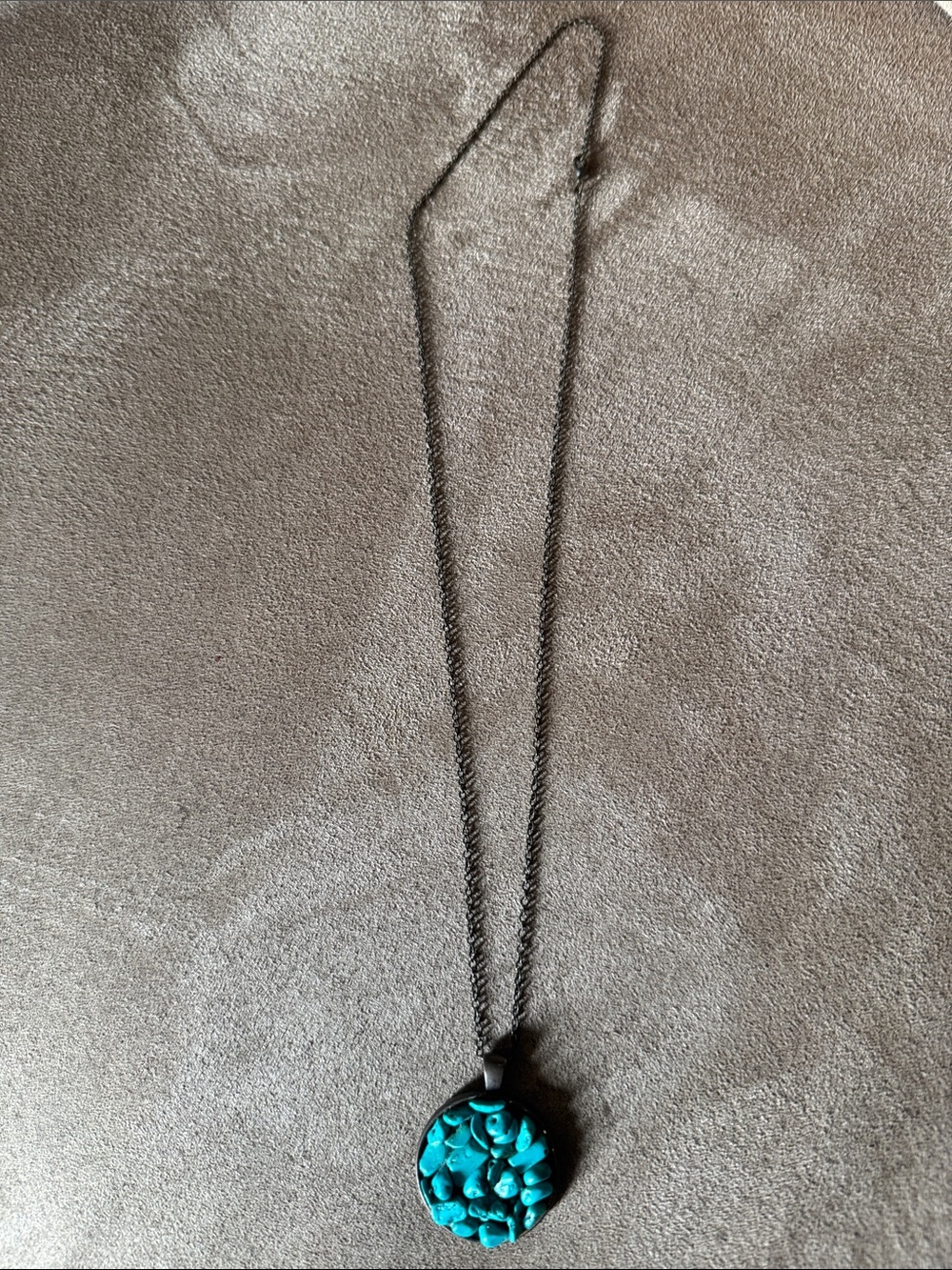 Turquoise Chip Pendant Necklace - Blue Stone Pendant